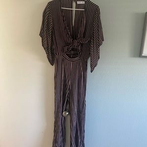 Jumpsuit striped brown and black